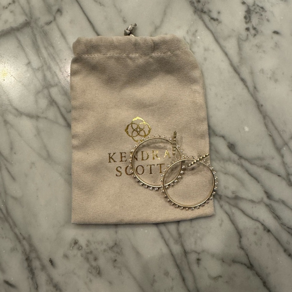 Kendra Scott Gold Open Frame White Crystal Earrings